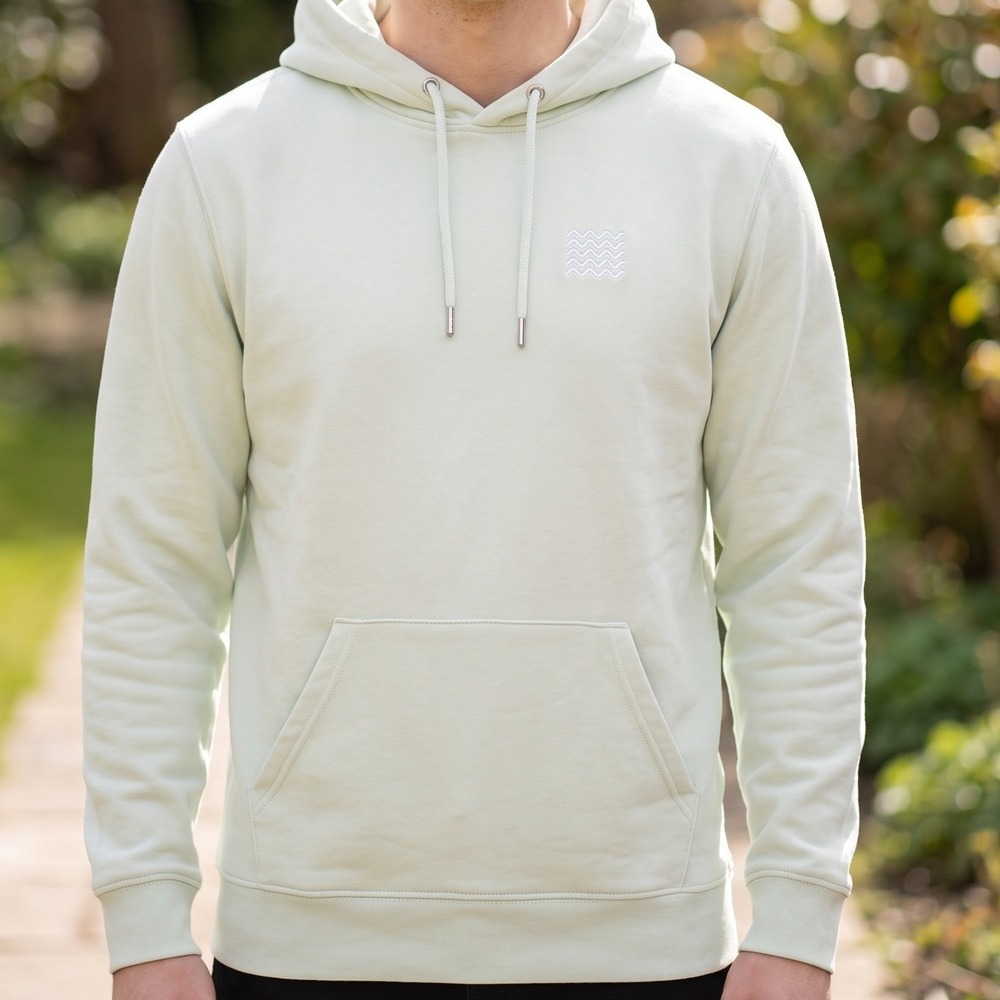 ISTO‎ Mint Green Organic Cotton Wave Logo Pullover Hoodie Lisbon Design Mens